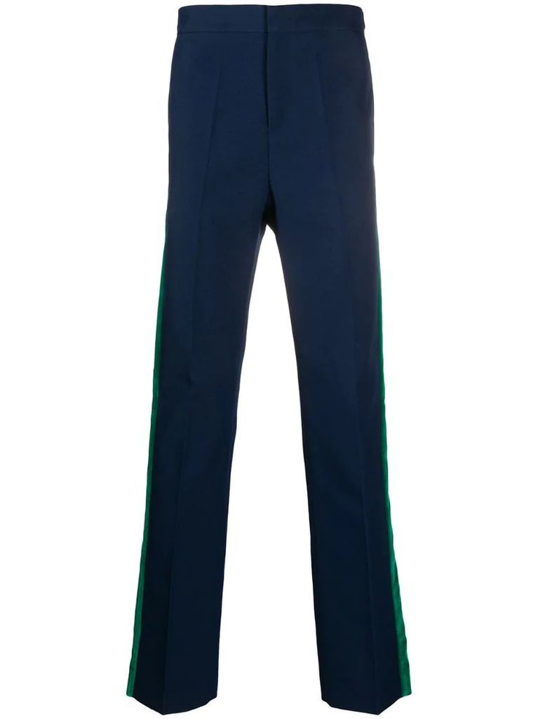 side-striped straight leg trousers