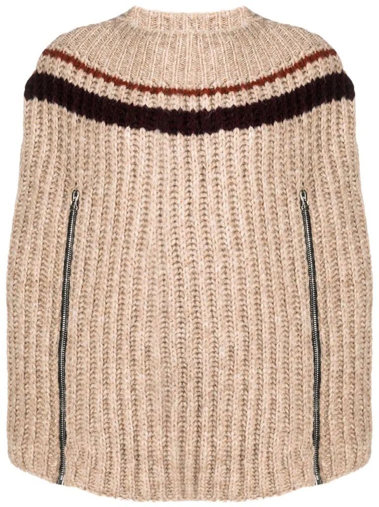 intarsia-knit cape-style jumper