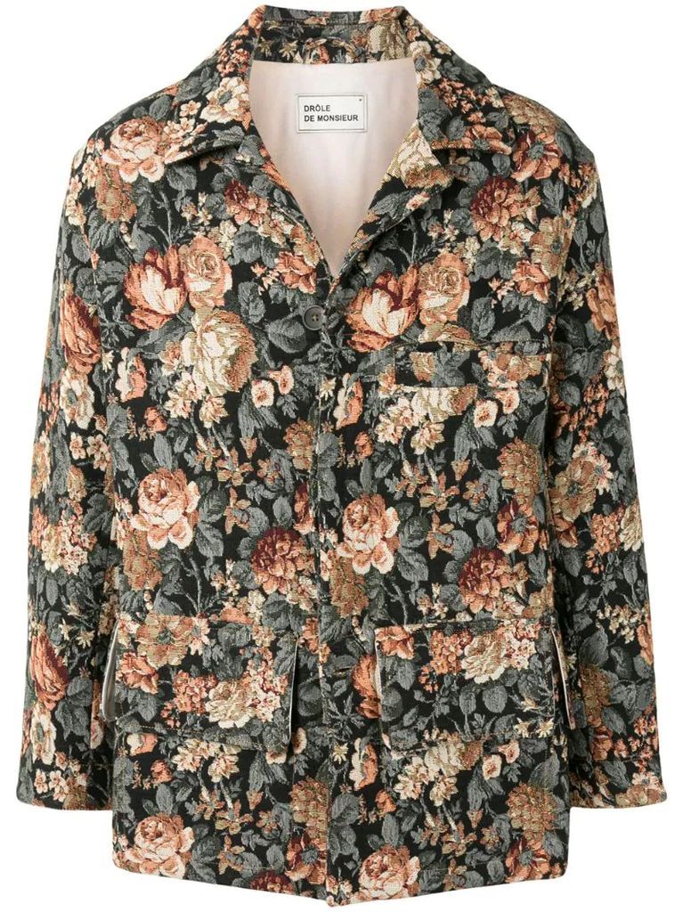 floral embroidered shirt jacket