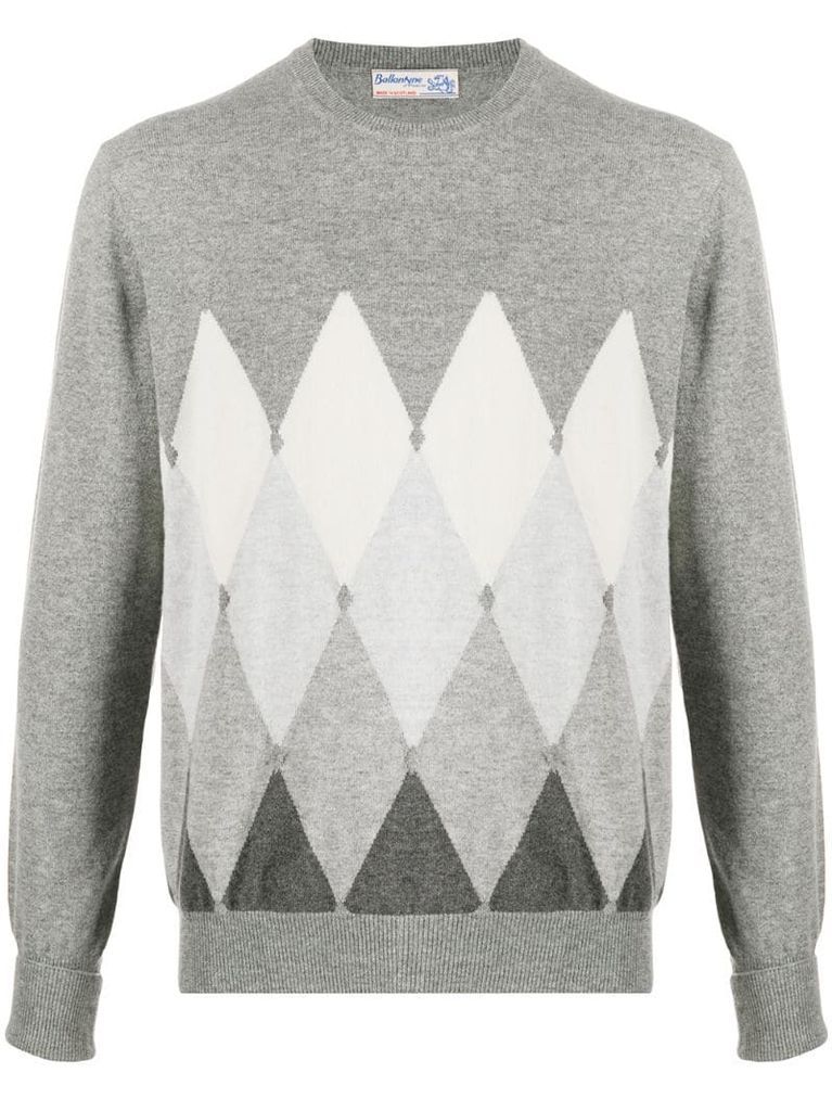 diamond-pattern cashmere jumper