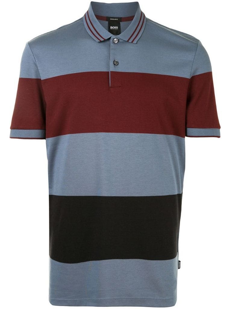 striped short-sleeved polo shirt
