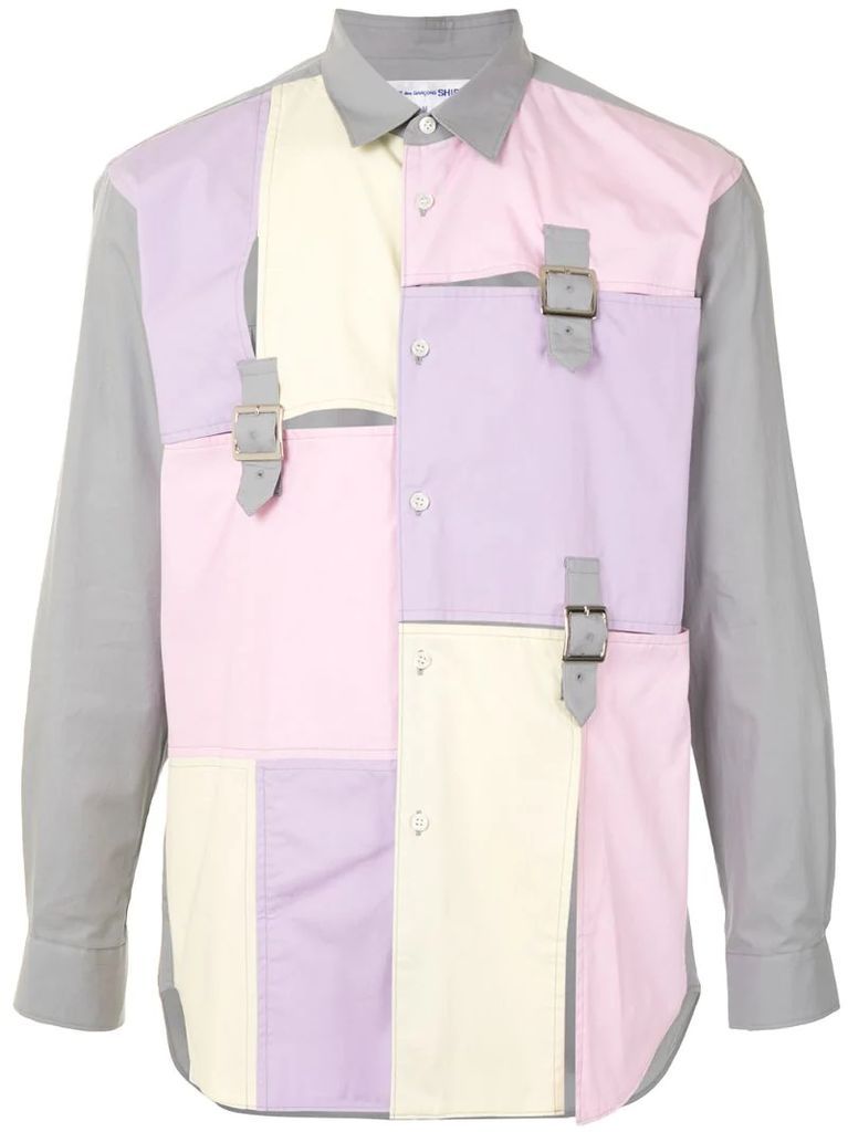 patchwork panelled cotton shirt
