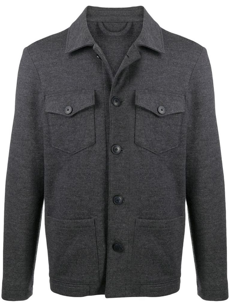 pointed-collar virgin wool jacket