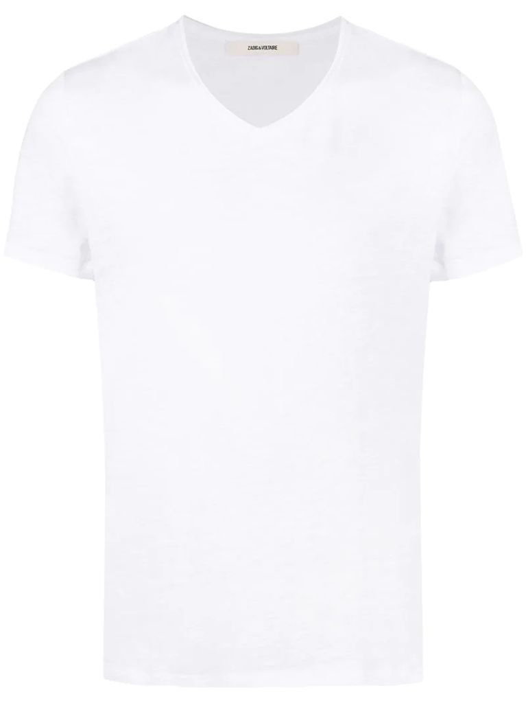 raw-cut edge short-sleeved T-shirt