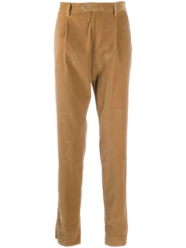 velvet-effect slim-fit trousers