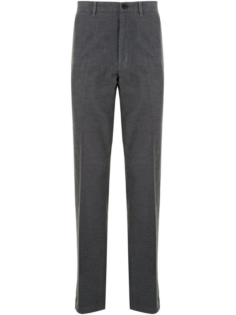 pleat-front straight trousers