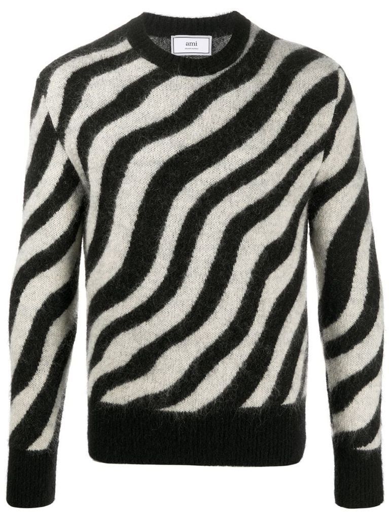 zebra striped crewneck jumper
