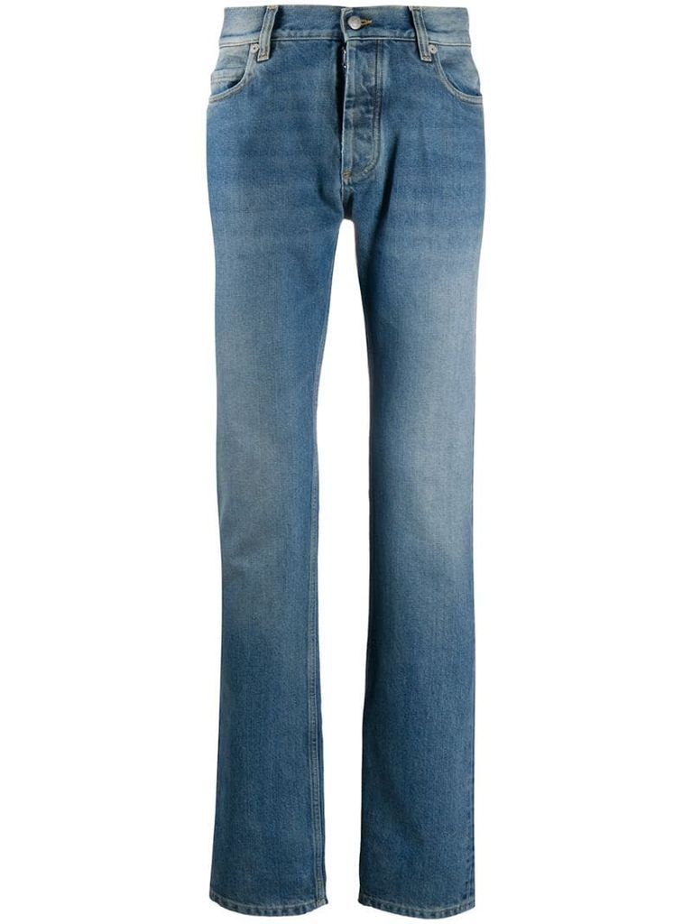vintage wash slim-fit jeans