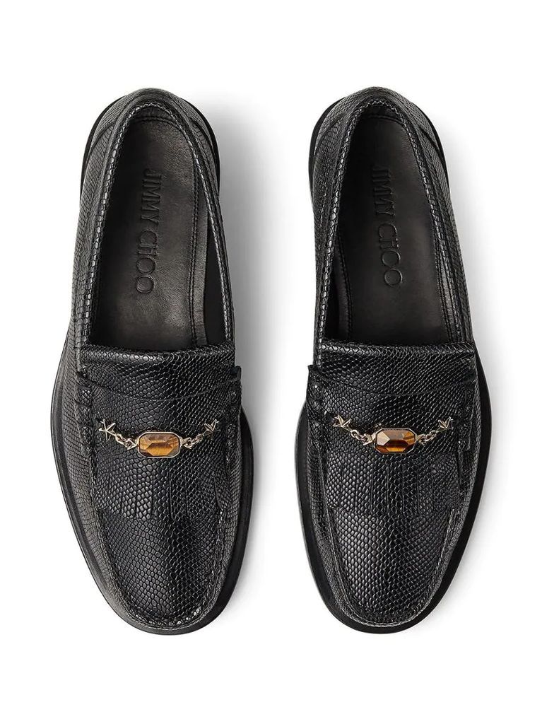 stone-detail Mocca loafers