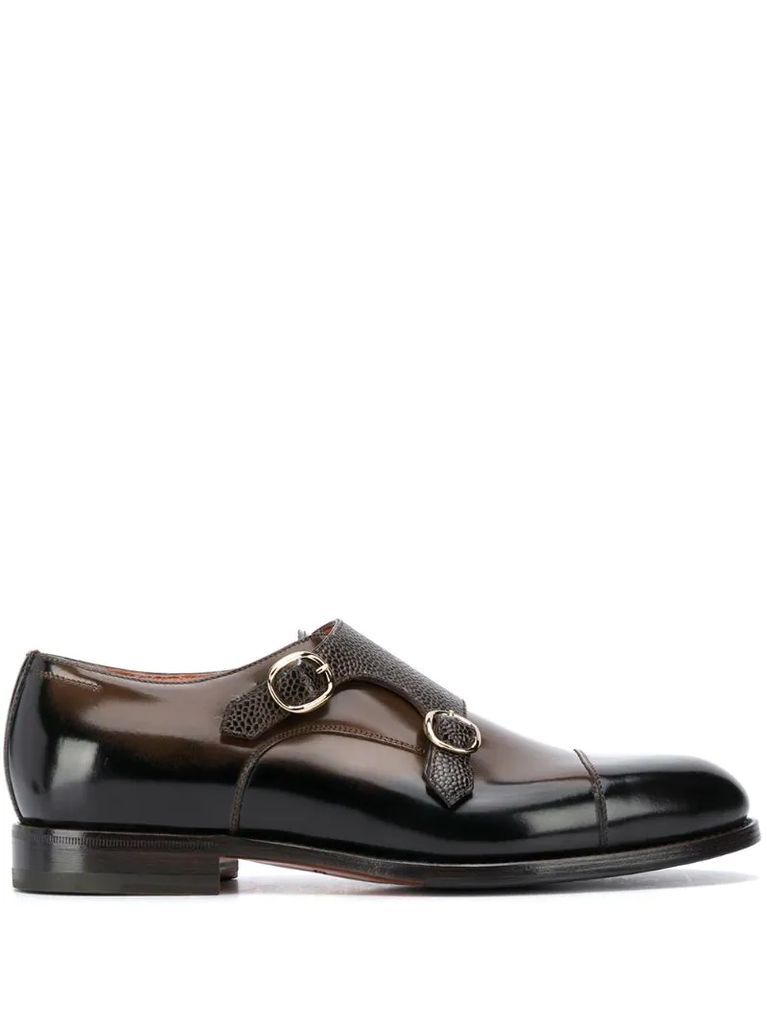 monk strap panelled shoes
