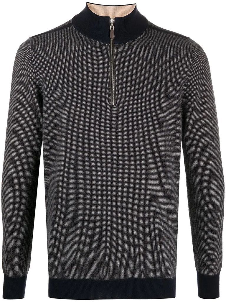 zipped contrasting-cuff sweater