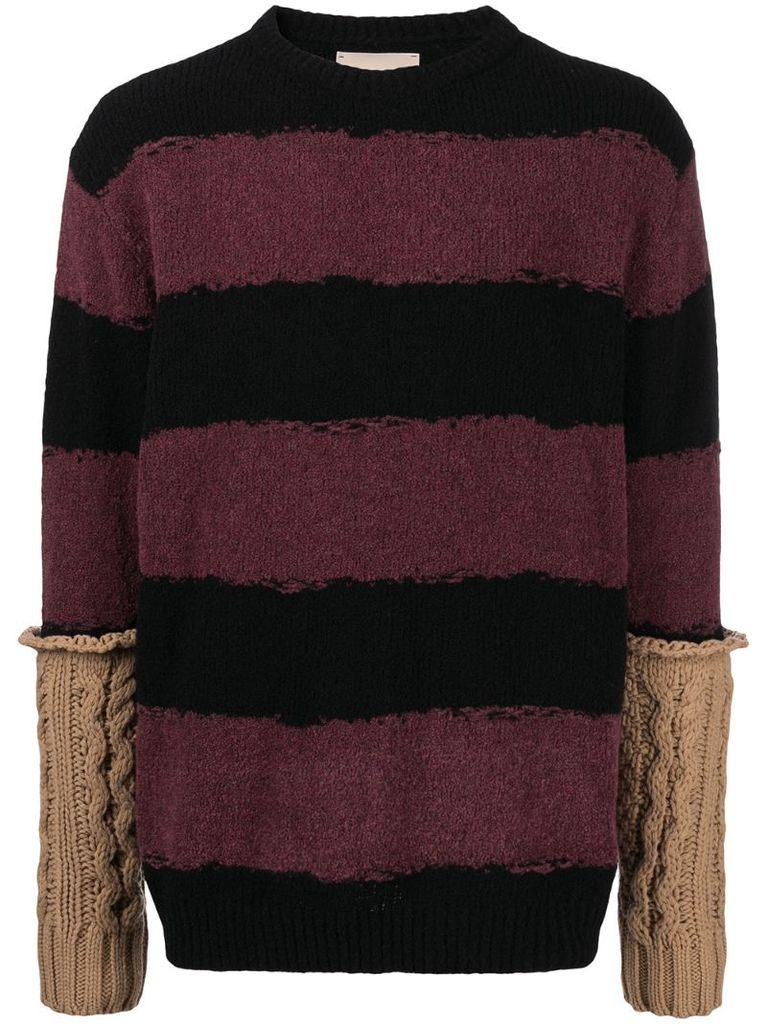 cable sleeve striped jumper