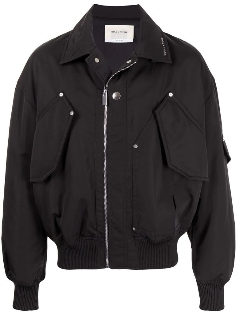 buttoned-up bomber jacket