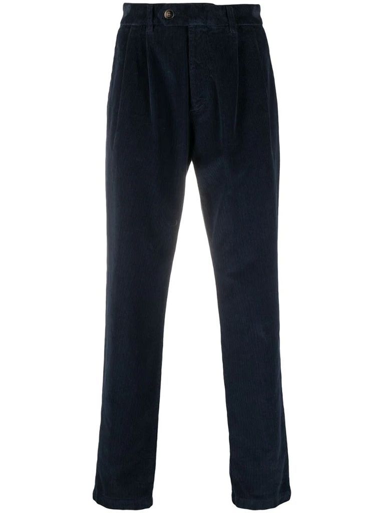 pleat detail corduroy trousers