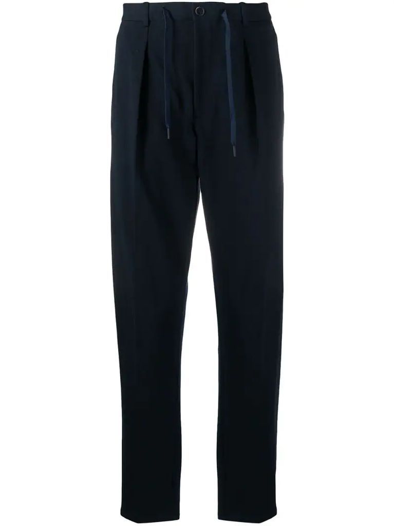 high-rise box-pleat tapered trousers