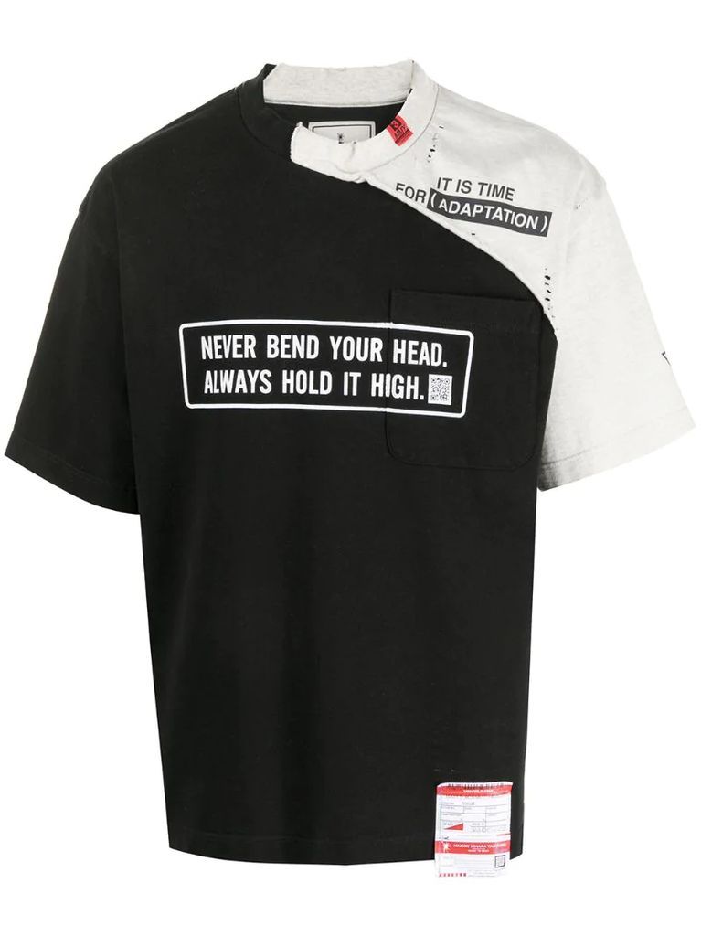 two-tone logo print T-shirt