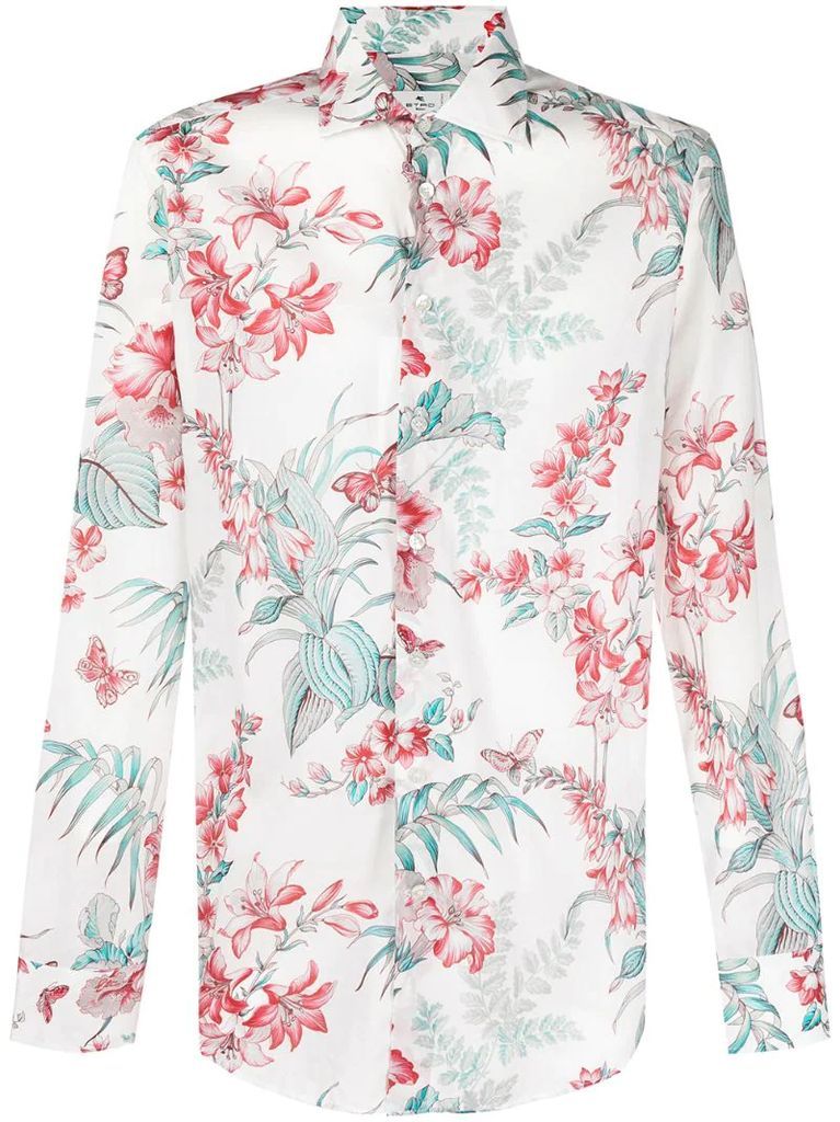 floral-print cotton blouse