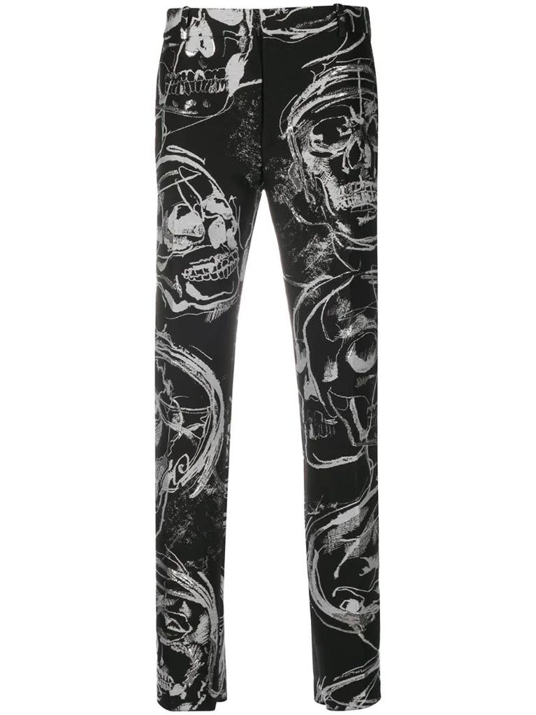 skull-print tailored trousers