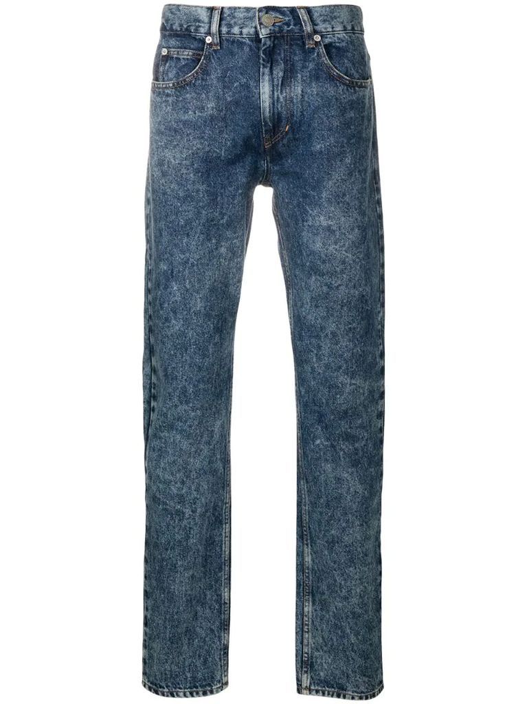 mottled-effect straight-leg jeans