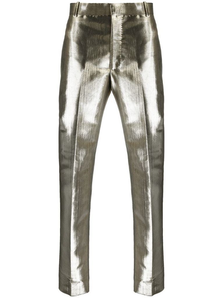 metallic tailored trousers