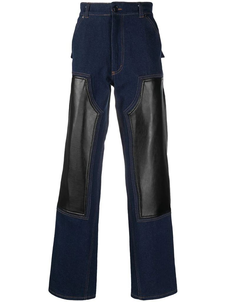 straight contrast-panel jeans