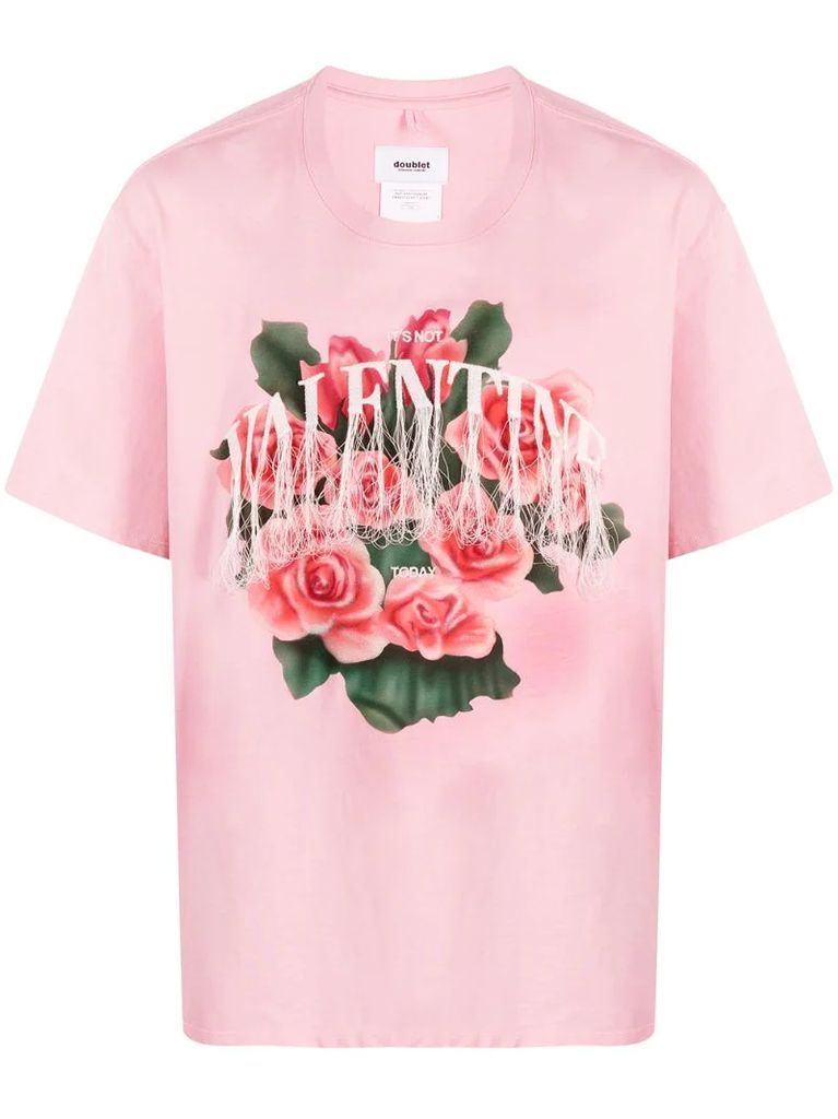 Valentine rose print T-shirt