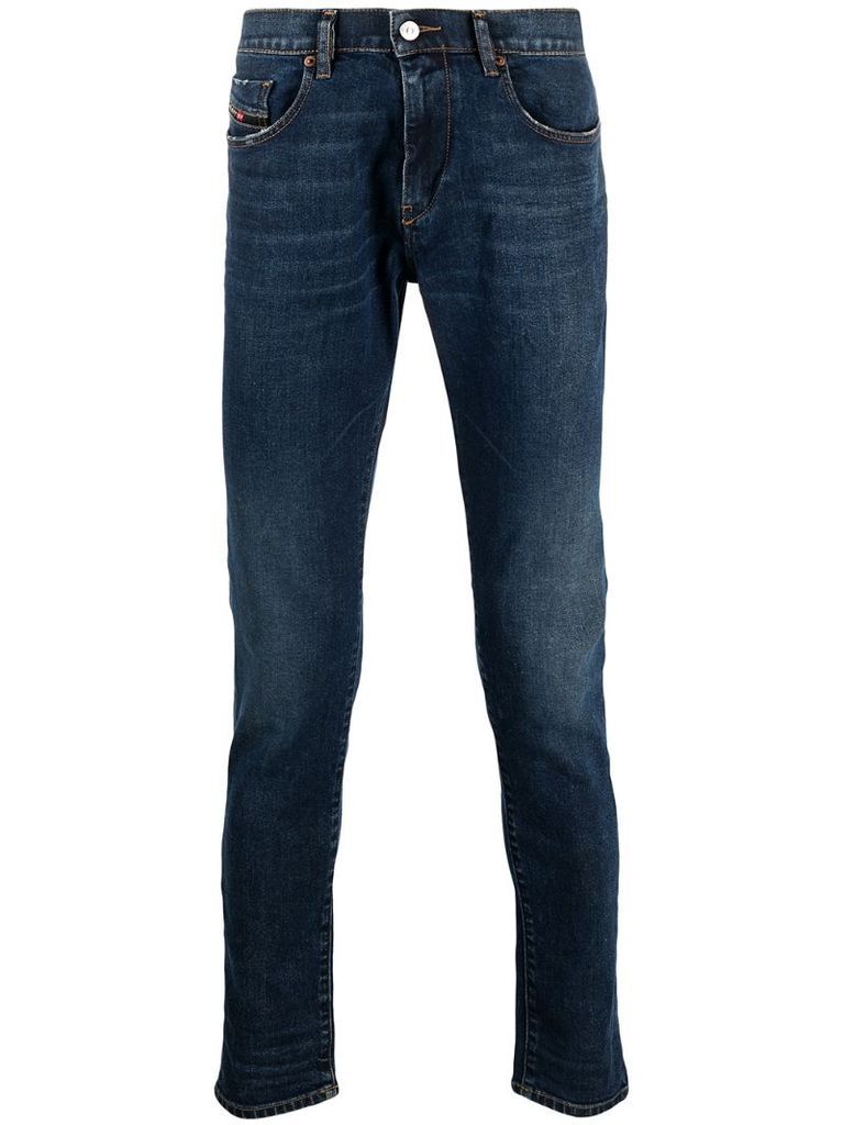 slim-cut denim jeans