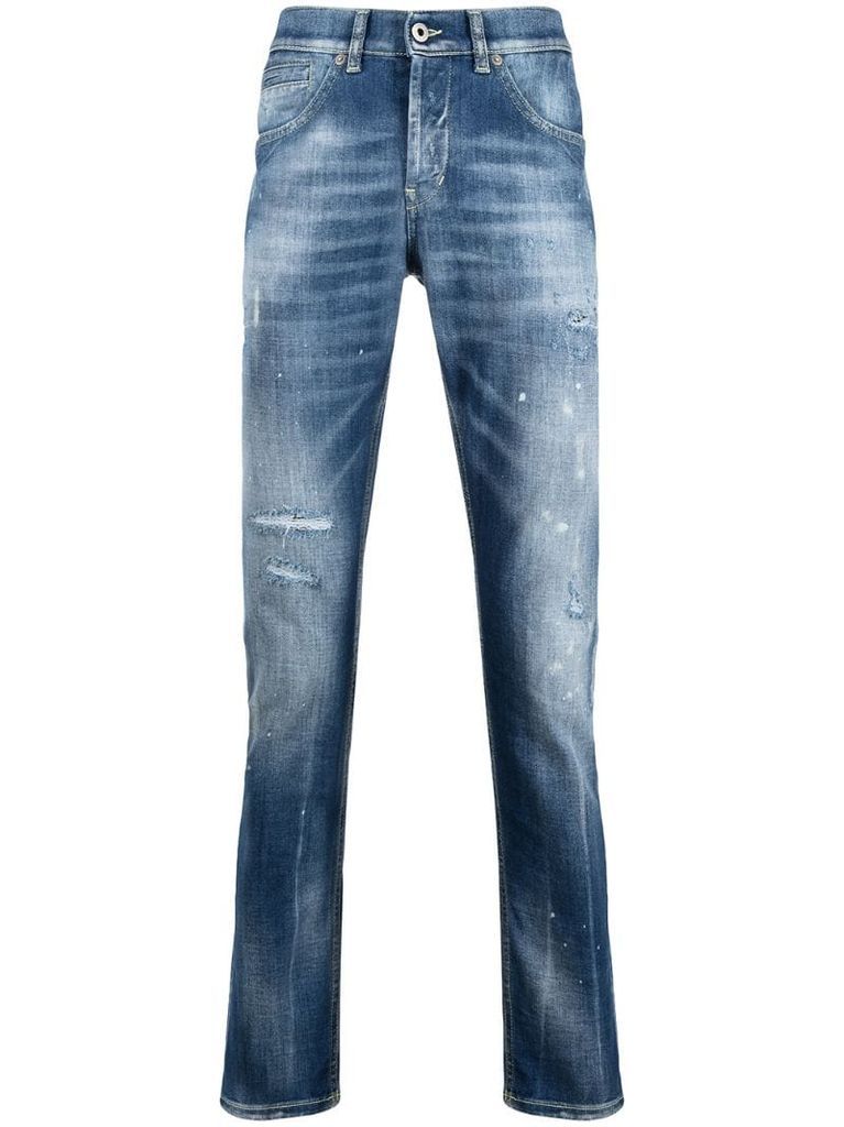distressed-effect jeans