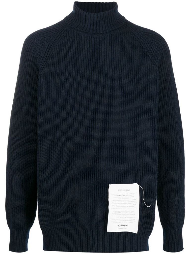 logo patch roll-neck cashmere jumper