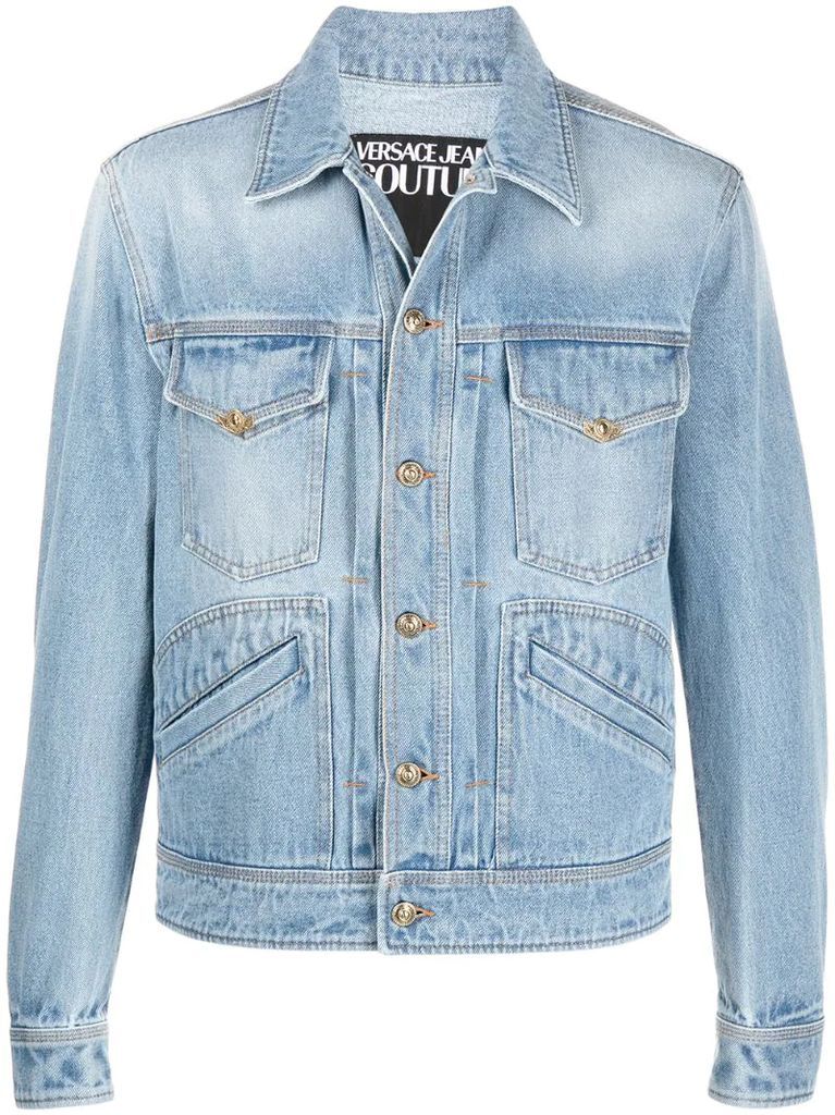 gold-tone stitched denim jacket