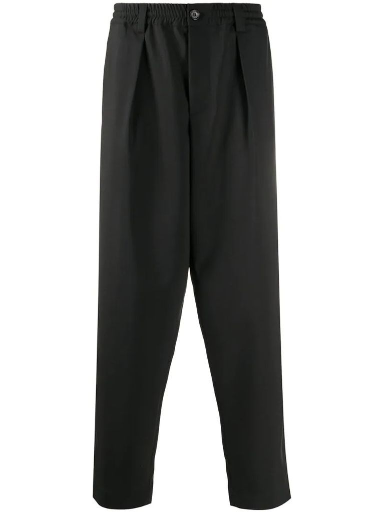 pleated-front tapered trousers