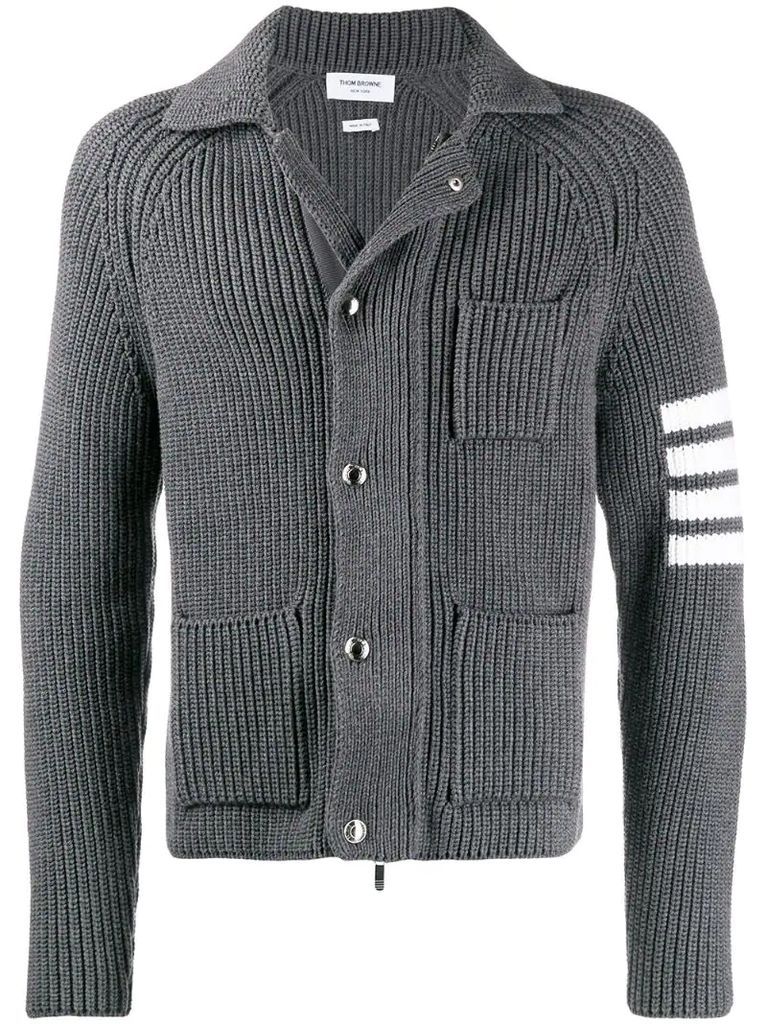 4-Bar Stripe Cardigan Stitch Zip-Up Jacket