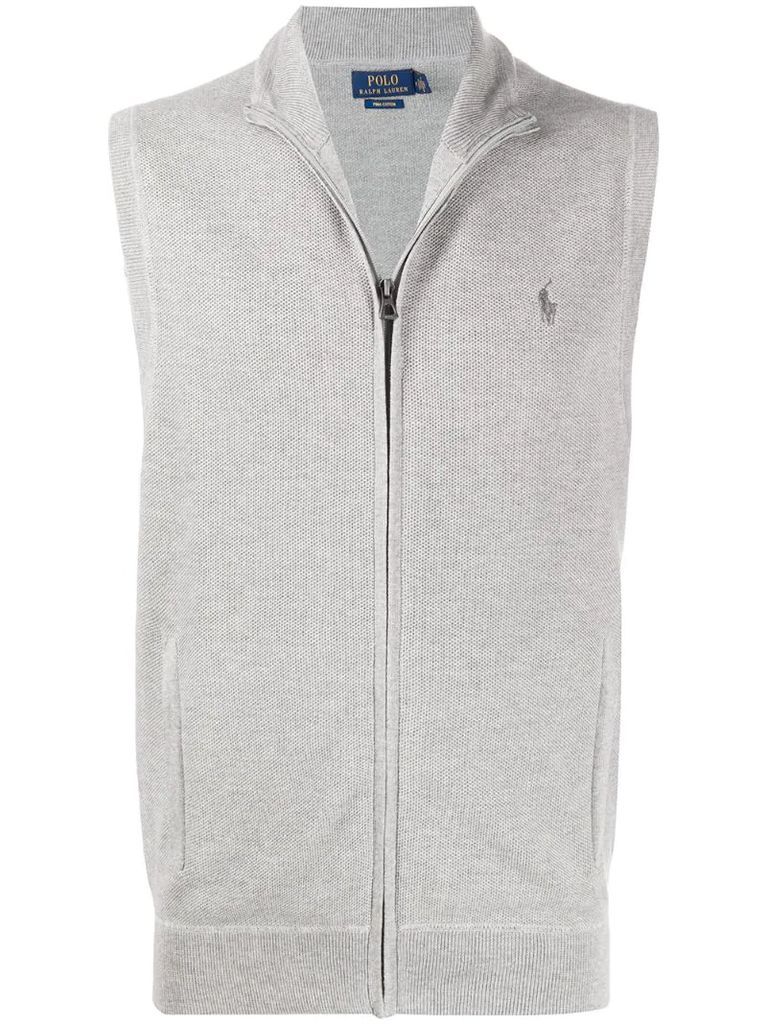 sleeveless zipped sweatshirt