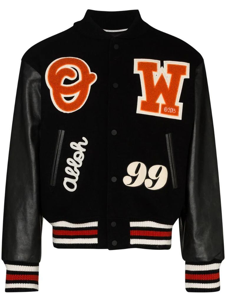 logo-appliqued varsity jacket