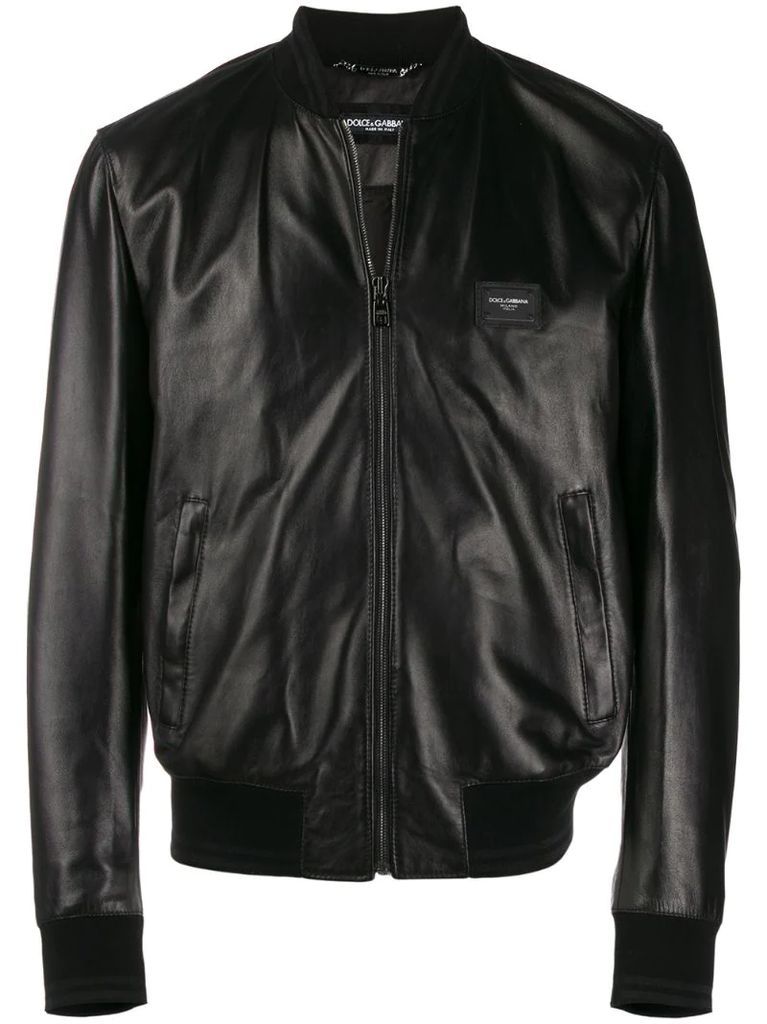 bomber-style leather jacket