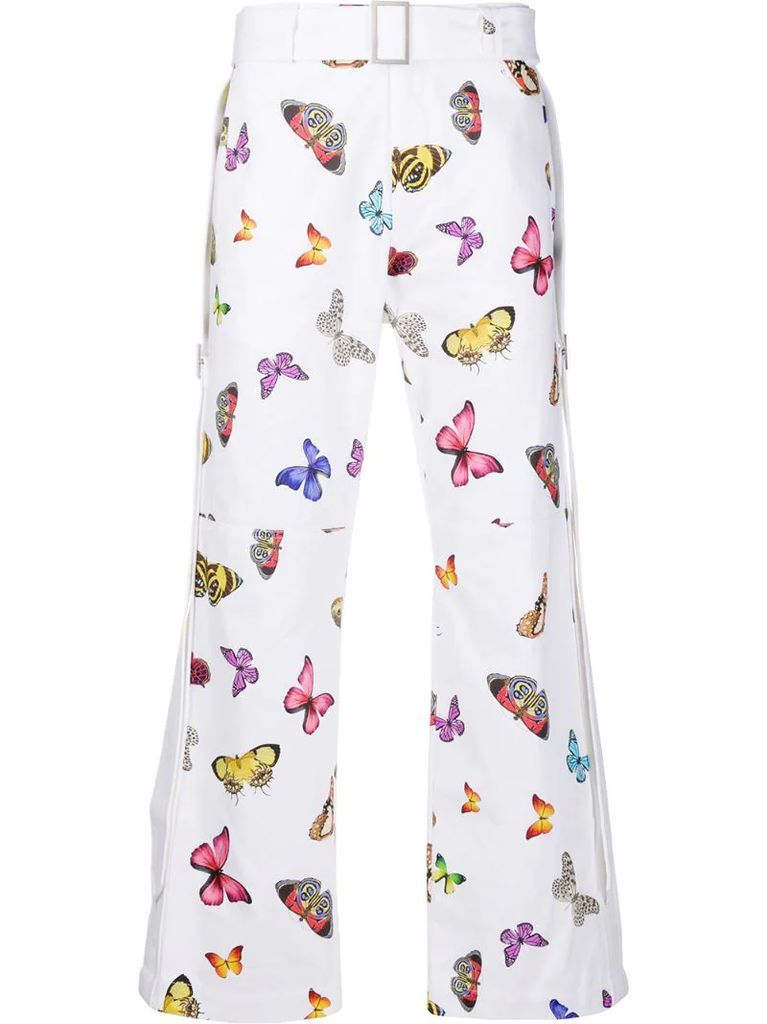 butterfly print straight trousers