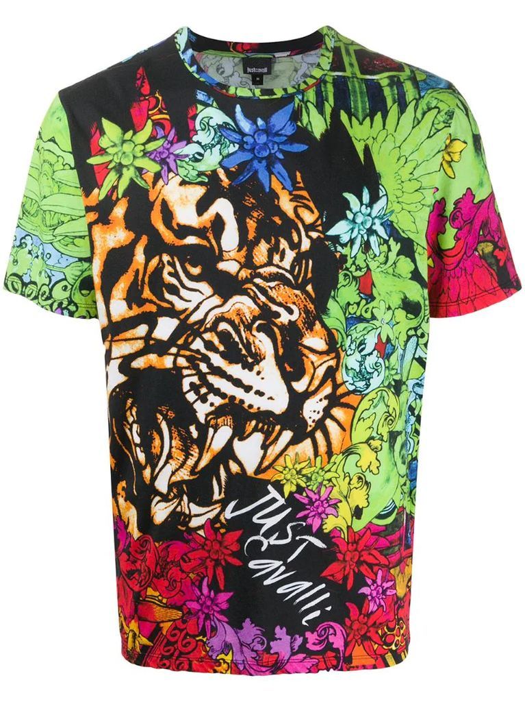floral tiger print T-shirt