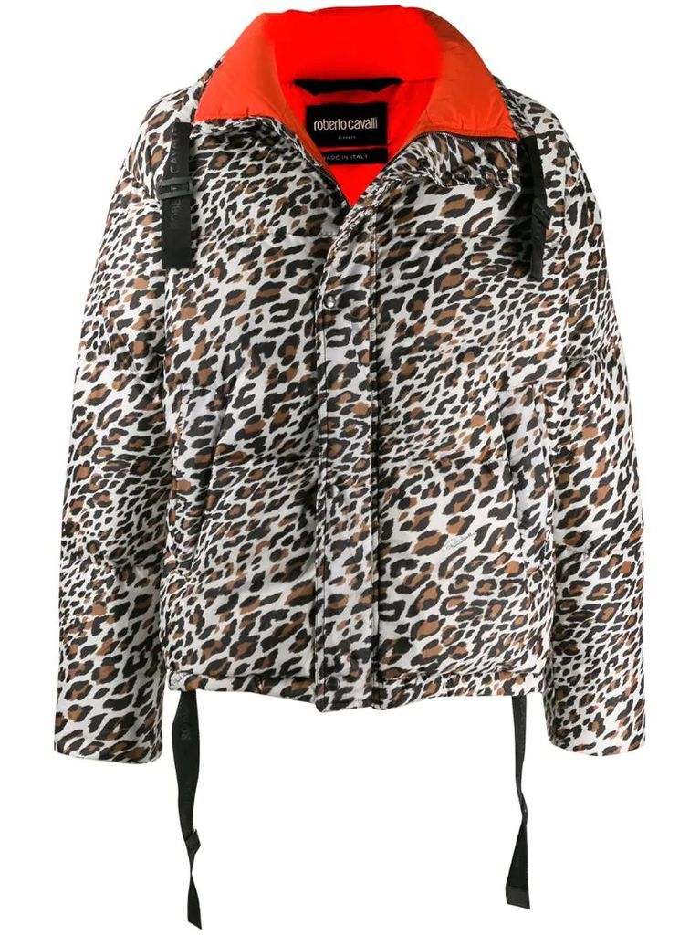 leopard print puffer jacket