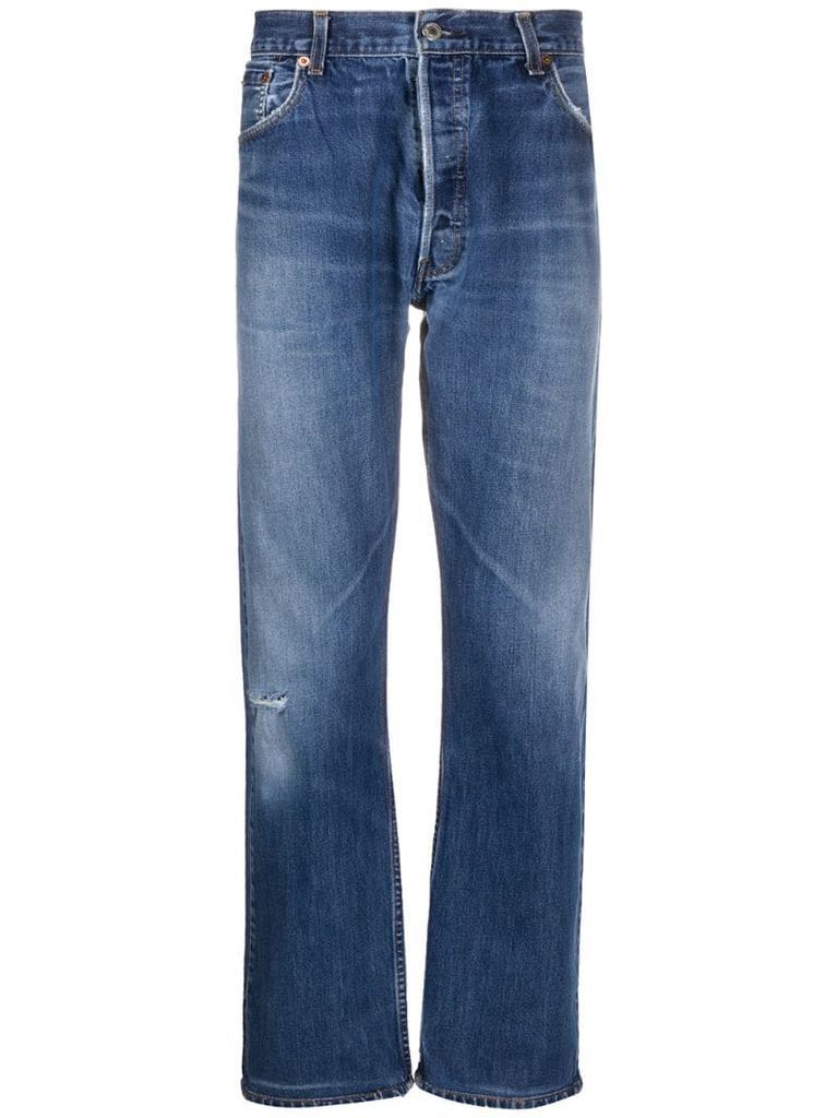 high-waisted straight leg jeans