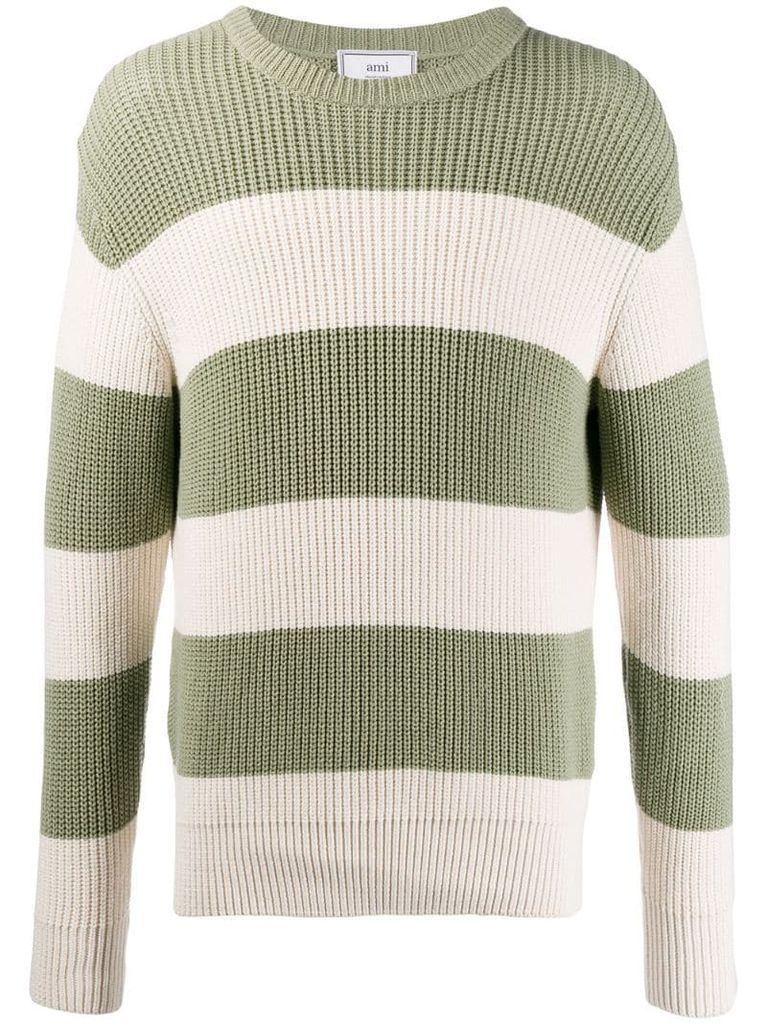 ribbed crew neck knitted sweater