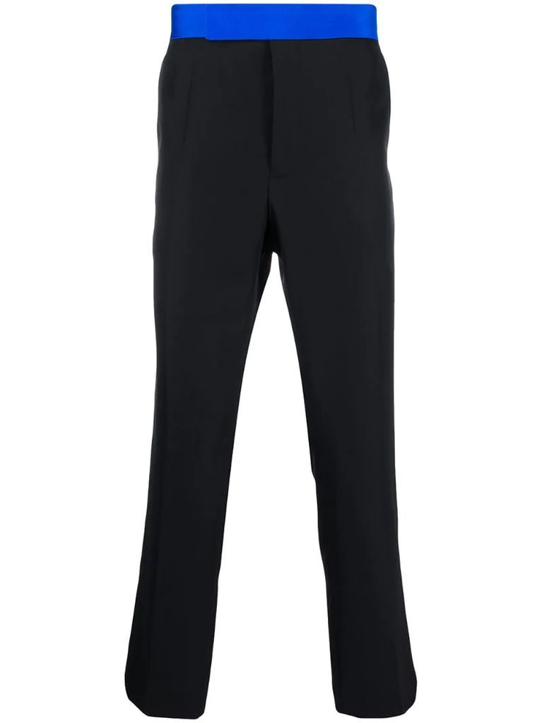 contrast waistband cropped trousers
