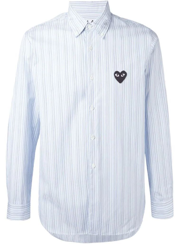 embroidered heart striped shirt