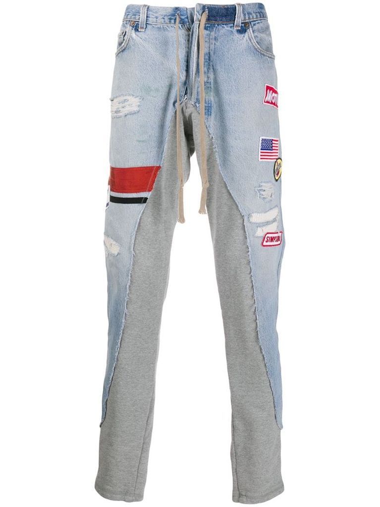contrasting panel jogger jeans
