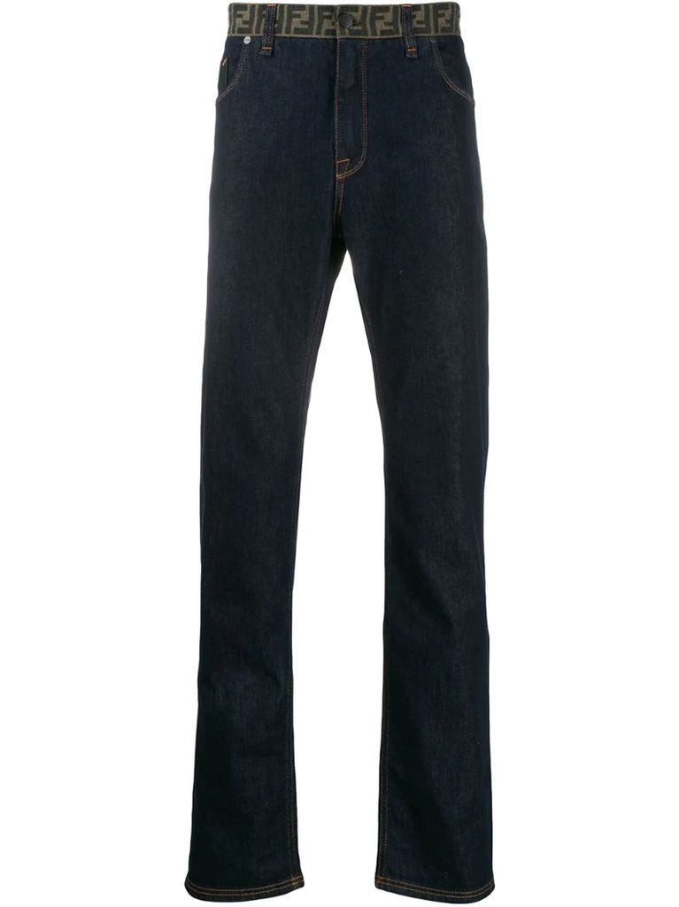 monogram waist straight jeans