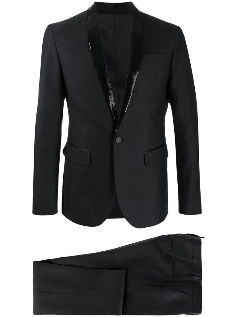 sequin collar single-breasted suit