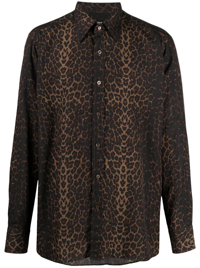 leopard-print long-sleeve shirt