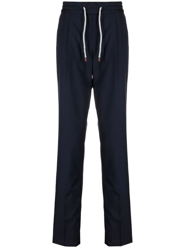 straight leg wool trousers