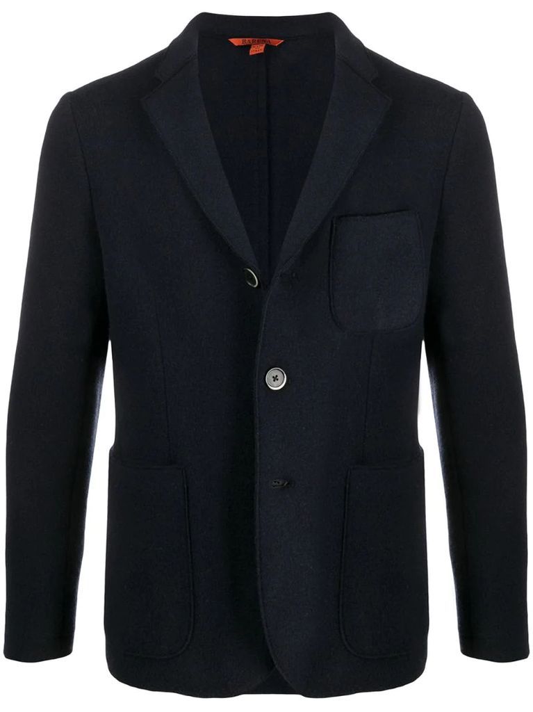 wool blend button front blazer