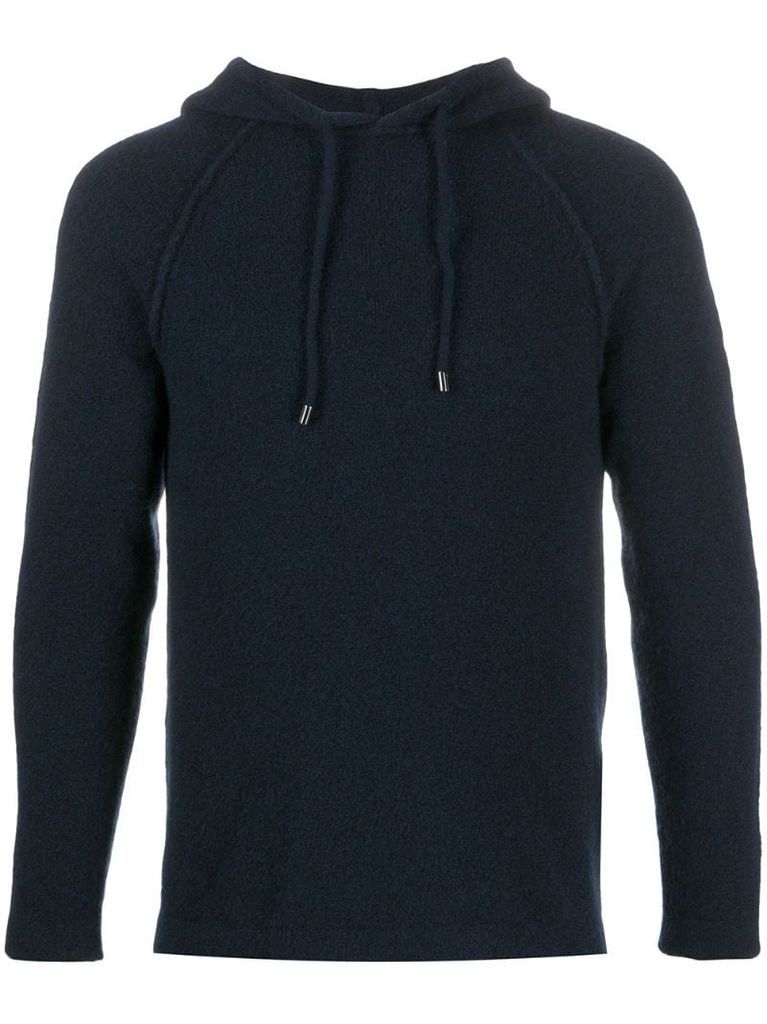 knitted raglan-sleeves hoodie