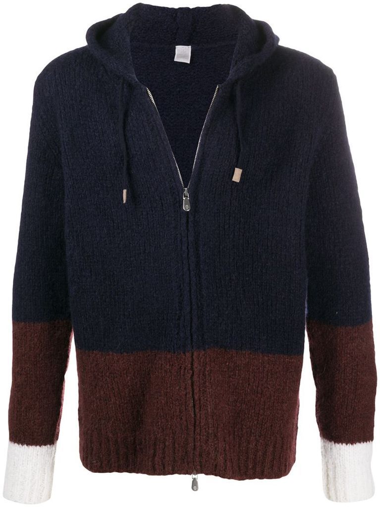 colour block knit hoodie